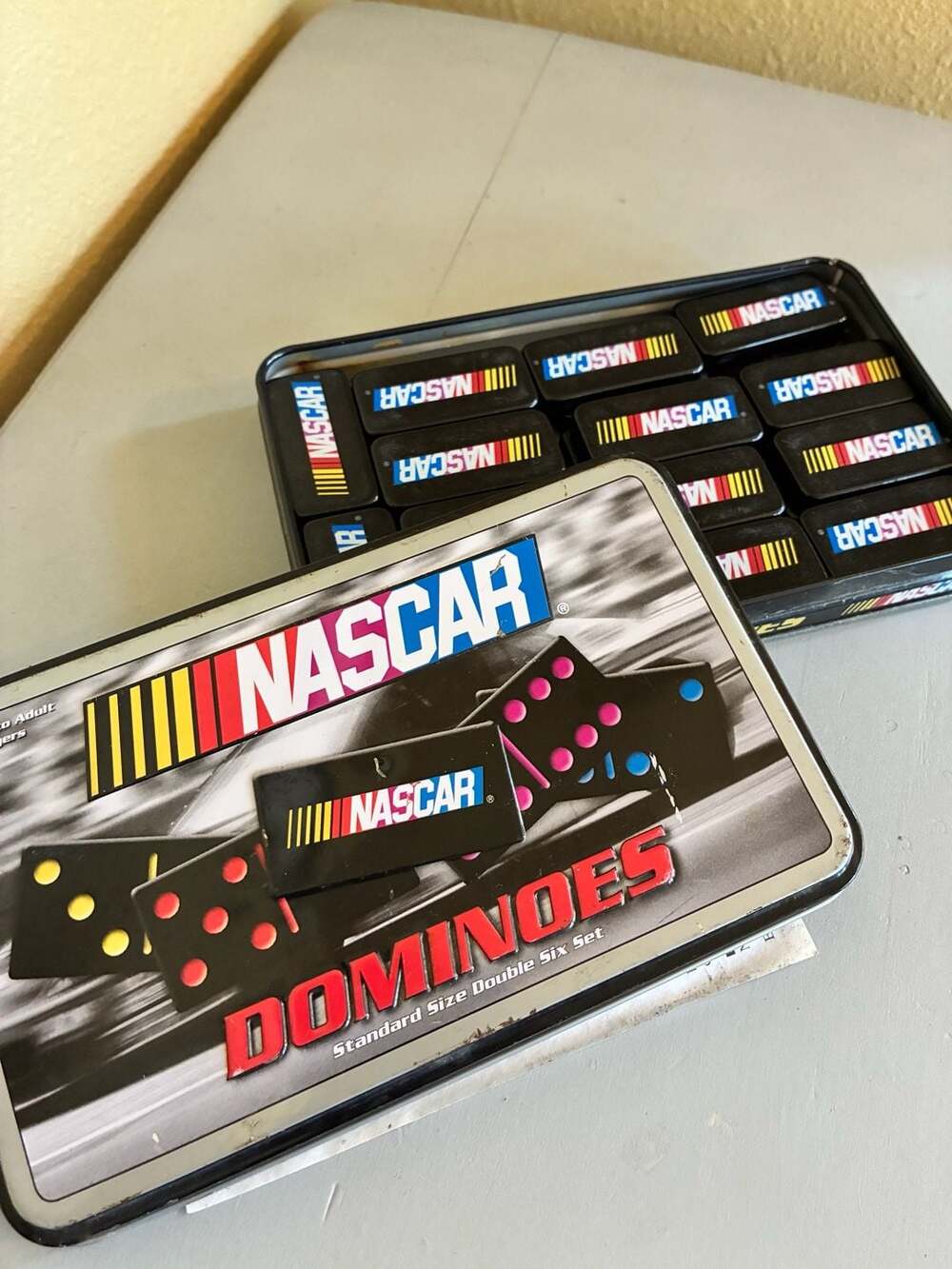 NASCAR Dominoes Set in Tin